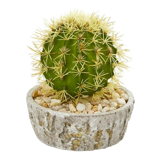 7" Cactus Artificial Plant in Weathered Planter (Set of 2)