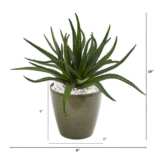 19" Aloe Artificial Plant in Decorative Planter