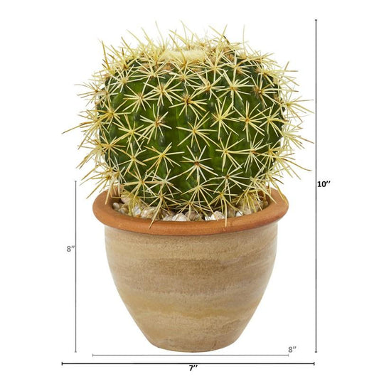 10" Cactus Artificial Plant in Decorative Ceramic Planter