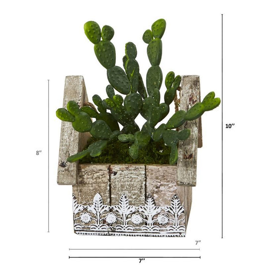 10" Cactus Succulent Artificial Plant in Hanging Floral Design House Planter