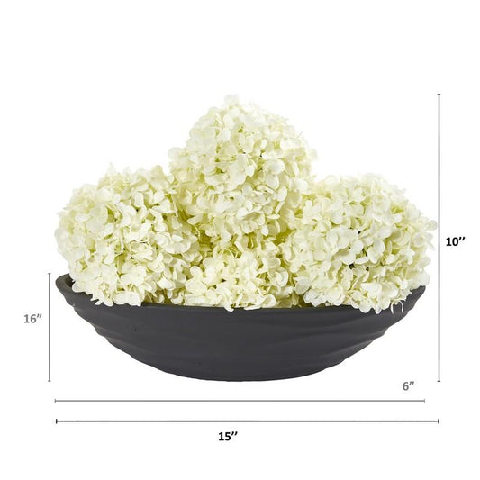 Artificial Hydrangea Balls (Set of 4) with Decorative Vase