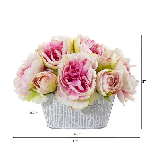 Peony Artificial Arrangement in Decorative Vase