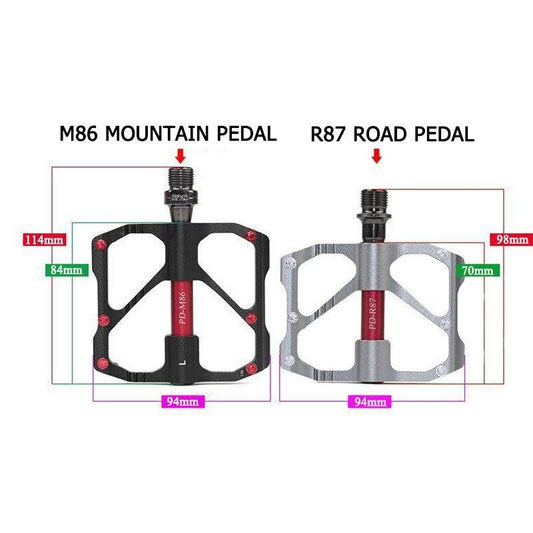 New Road Bike Pedal Non-Slip Ultra-Light Aluminum 3 Ball Bearing Cycling Pedals Mountain Bike Pedals Pedals Aluminum Bicycle Flat Platform Pedals Lightweight Non-Slip Sealed Bearing For Road Mountain