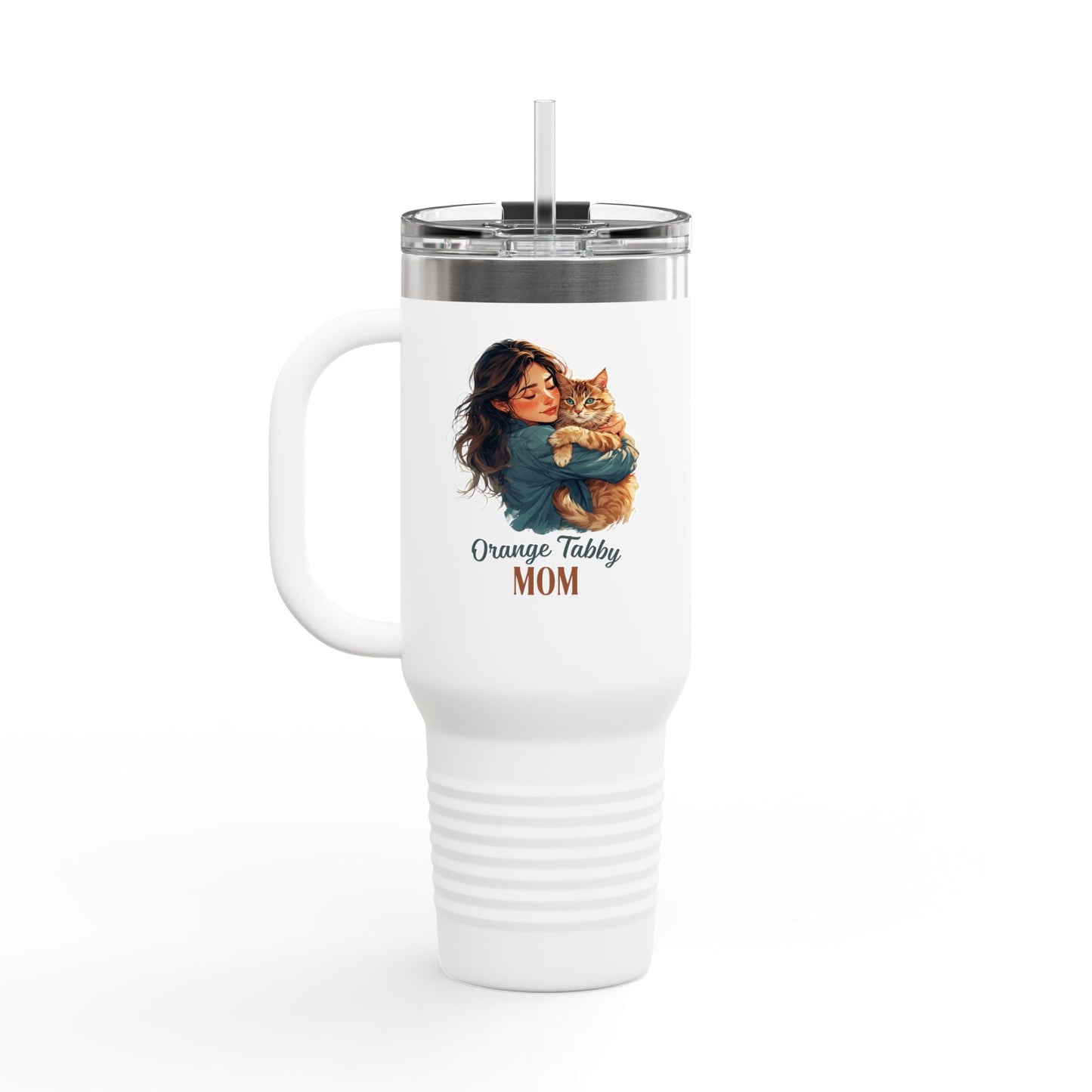 Orange Tabby Mom Insulated Travel Mug - 40oz Cat Lover's Mug