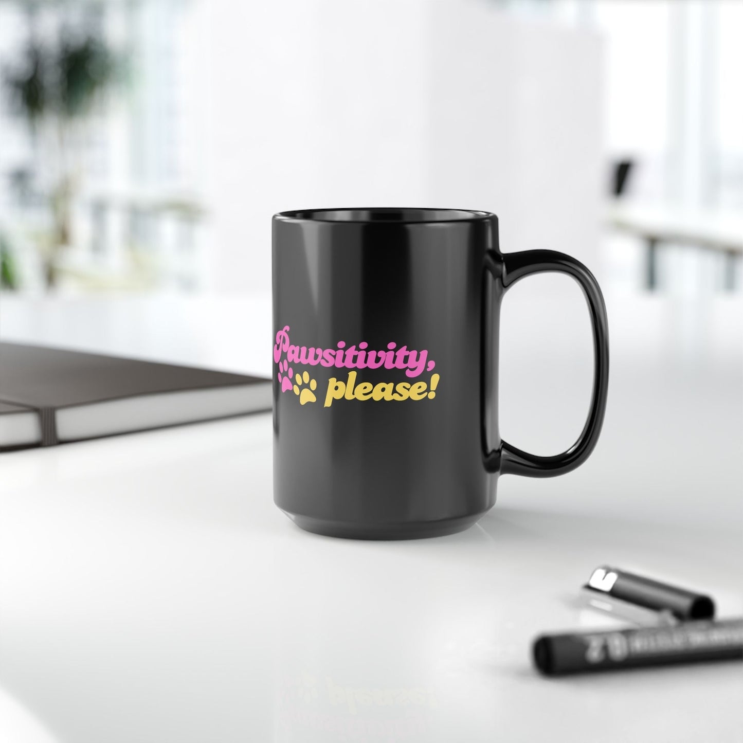Pawsitivity Mug | Black Coffee Cup