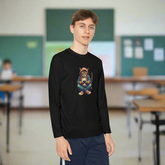 Cat Lover Youth Long-Sleeve Competitor Tee
