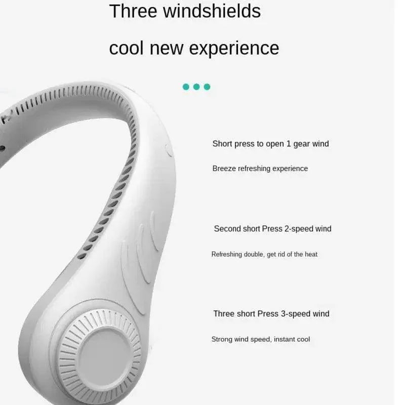 Portable Hanging USB Neck Fan Lazy Hanging Neck Small Wearable Personal Mini Electric Fans 3 Speed Adjustments Hands Free Design For Summber