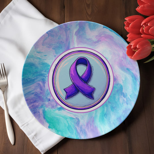 Purple Watercolor Ribbon Collectible Plate for Epilepsy Awareness