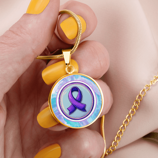 Purple Watercolor Ribbon Pendant Necklace for Epilepsy Awareness