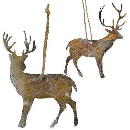 Rusty Wonder Deer Ornament 2 Asstd. (Pack of 4)