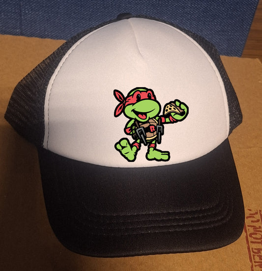 Adjustable Trucker Baseball Cap Featuring Red Ninja Turtle Pizza Raph TMNT