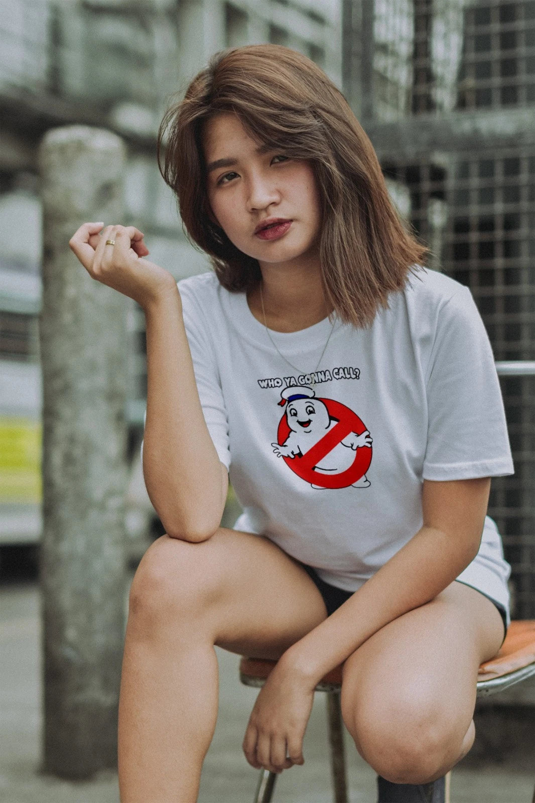 Who Ya Gonna Call Ghostbusters Marshmallow Man Mens T Shirt Gildan