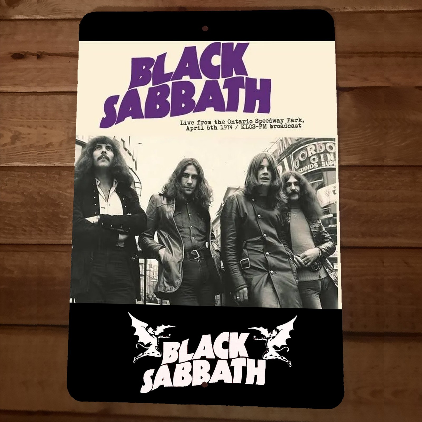 1974 Ontario Speedway Park Black Sabbath 8x12 Metal Wall Sign
