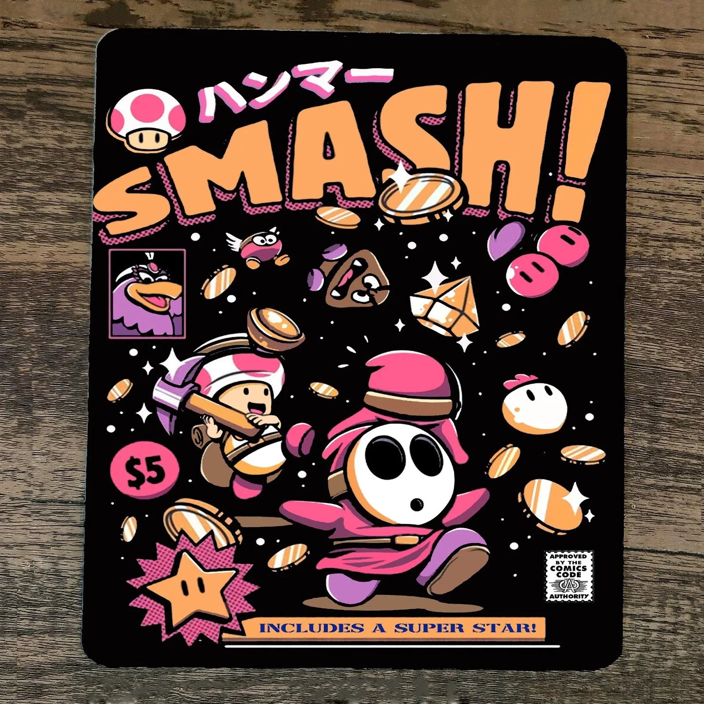 Mario Shy Guy and Toad Themed SMASH Mouse Pad