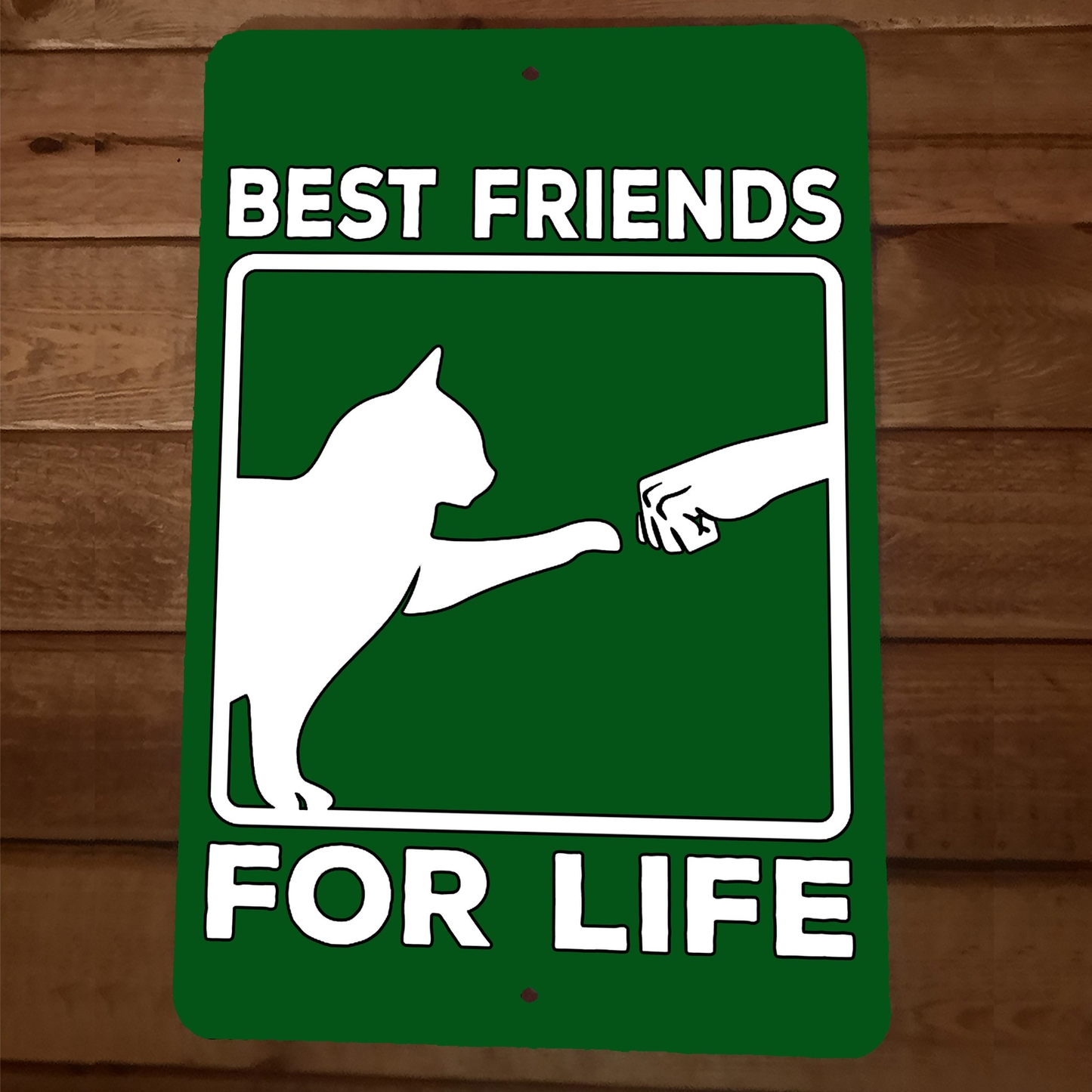 Best Friends for Life Cat 8x12 Metal Wall Animal Sign
