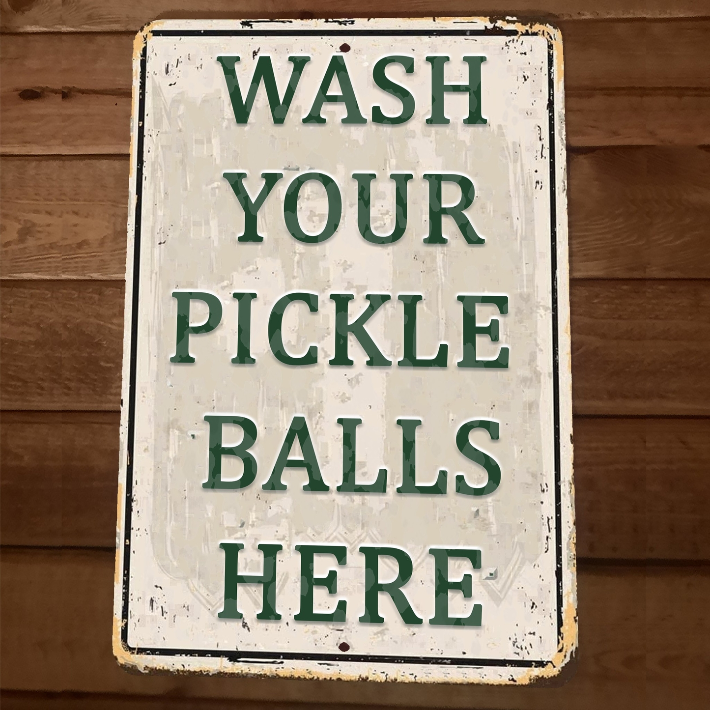 Wash Your Pickle Balls Here 8x12 Metal Wall Humorous Sign Poster