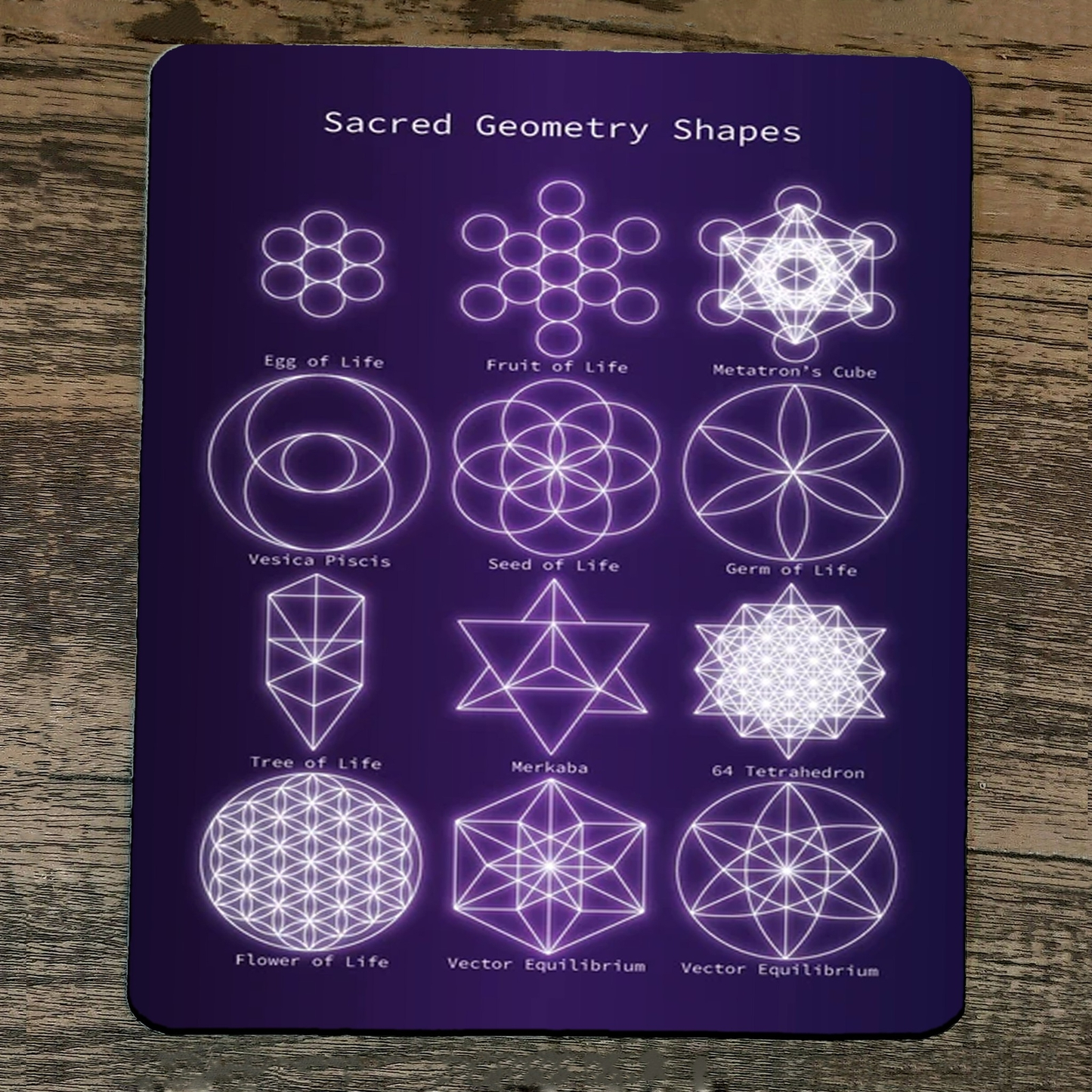 Mouse Pad Sacred Geometry Shapes Metatrons Cube Tetrahedron Spiritual