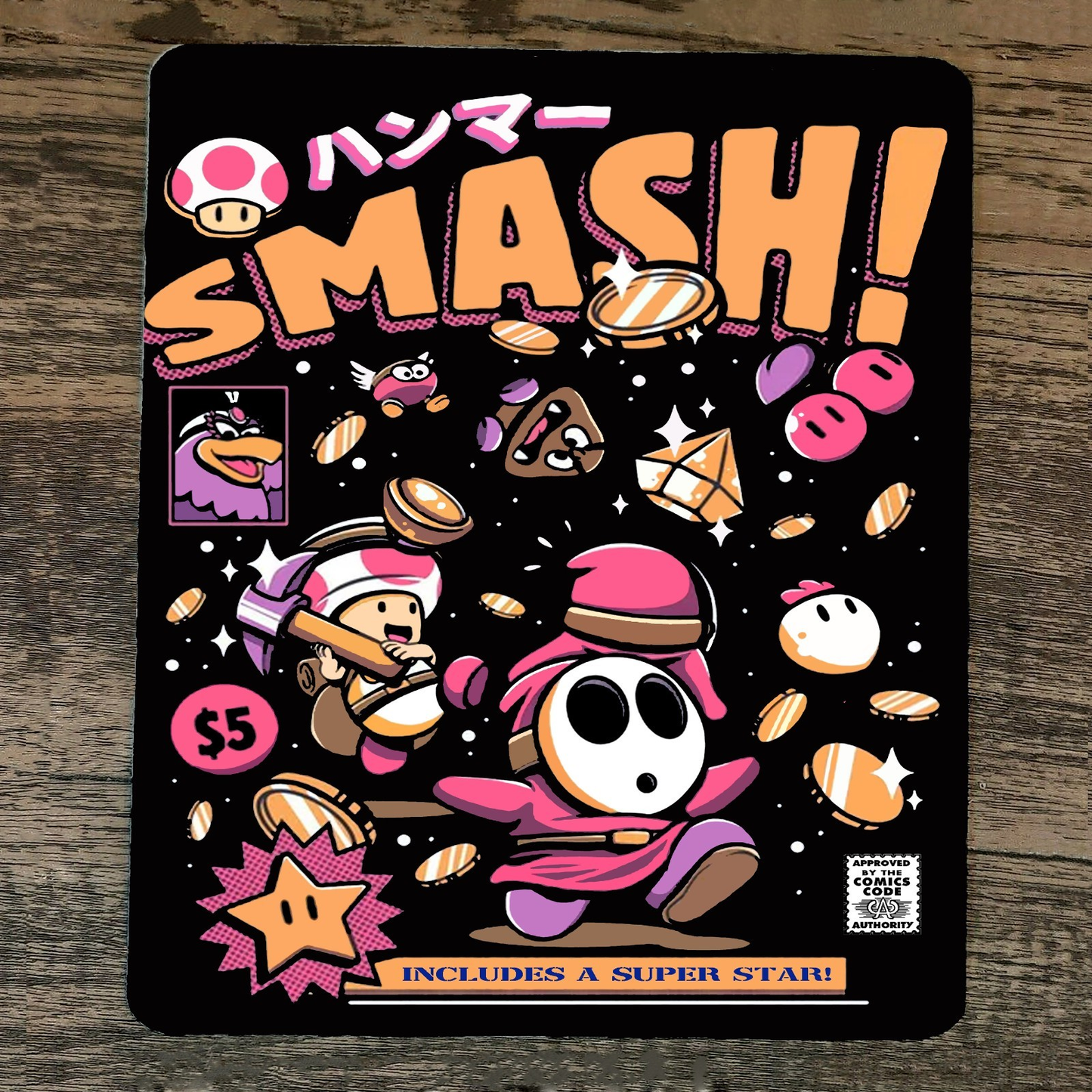 Mouse Pad Mario Shy Guy Toad SMASH