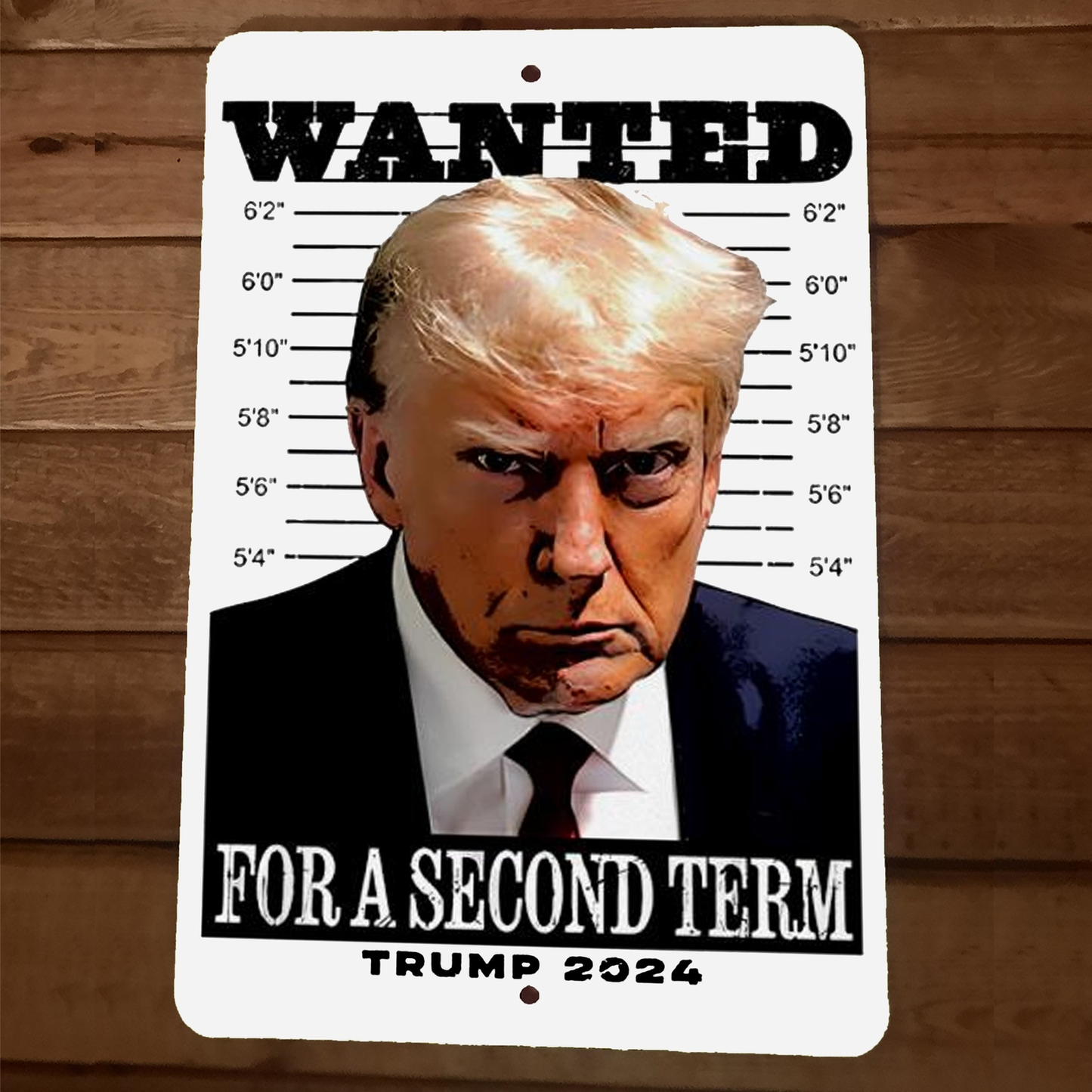 Wanted for Second Term 2024 President Trump 8x12 Metal Wall Sign Garage Poster