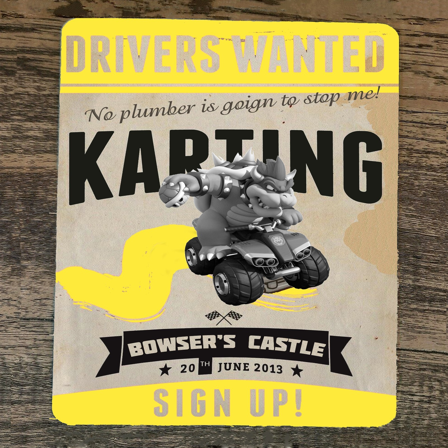 Mouse Pad Mario Kart Drivers Wanted Bowser Karting