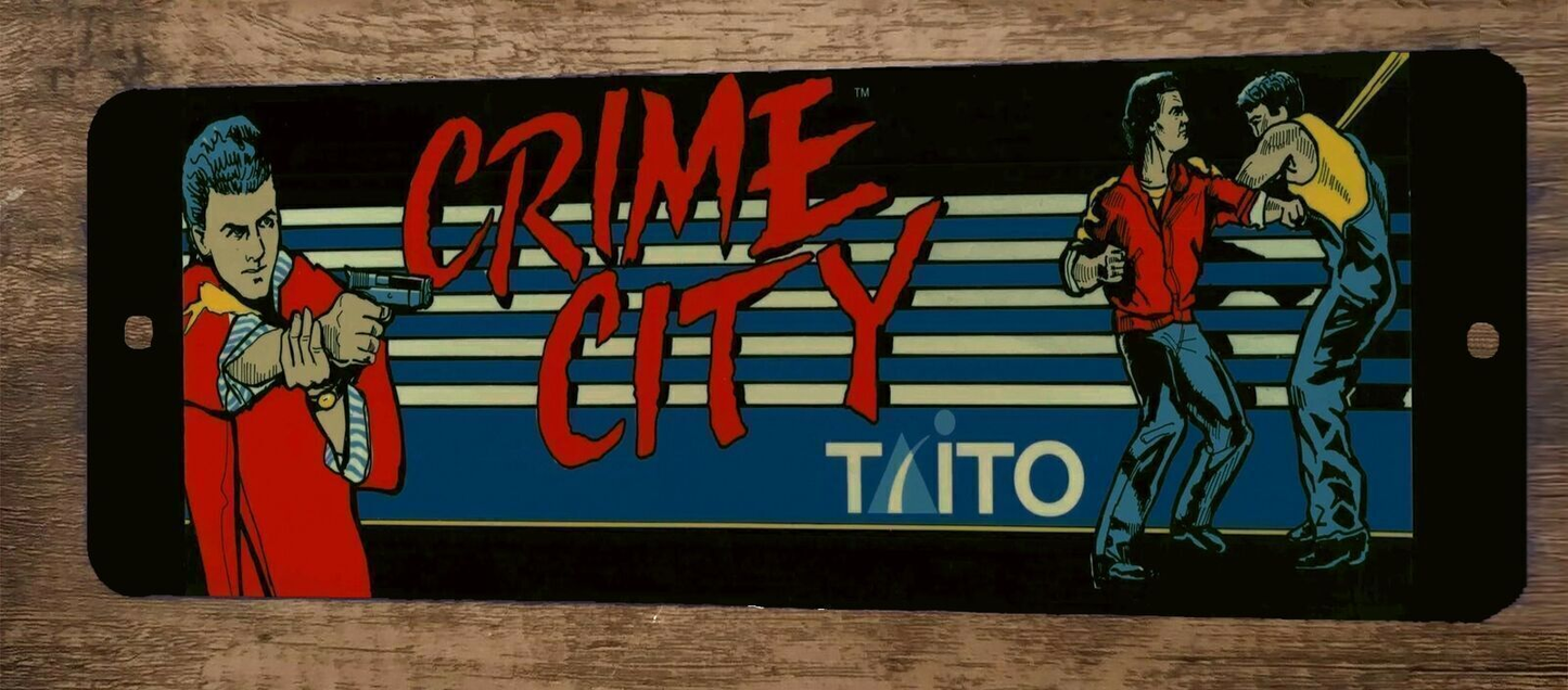 Crime City Arcade Video Game 3x12 Metal Wall Sign Marquee Banner Poster