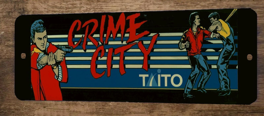 Crime City Arcade Video Game 3x12 Metal Wall Sign Marquee Banner Poster