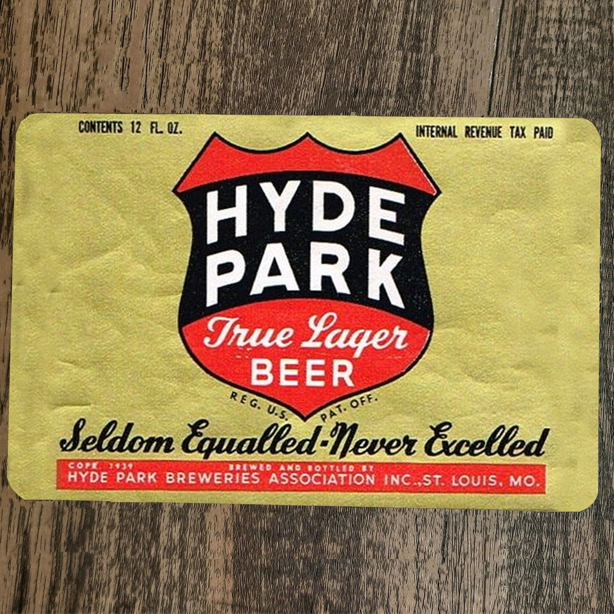 Hyde Park True Lager 8x12 Metal Bar Man Cave Sign Beer Poster
