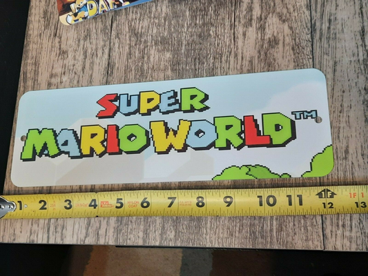 Super Mario World Classic Arcade Marquee Banner 3x12 Metal Wall Sign