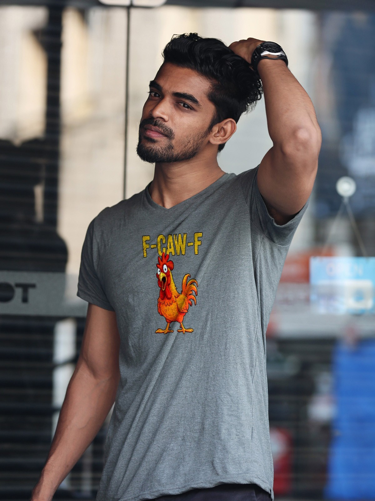 F CAW F Chicken Rooster Mens T Shirt Gildan