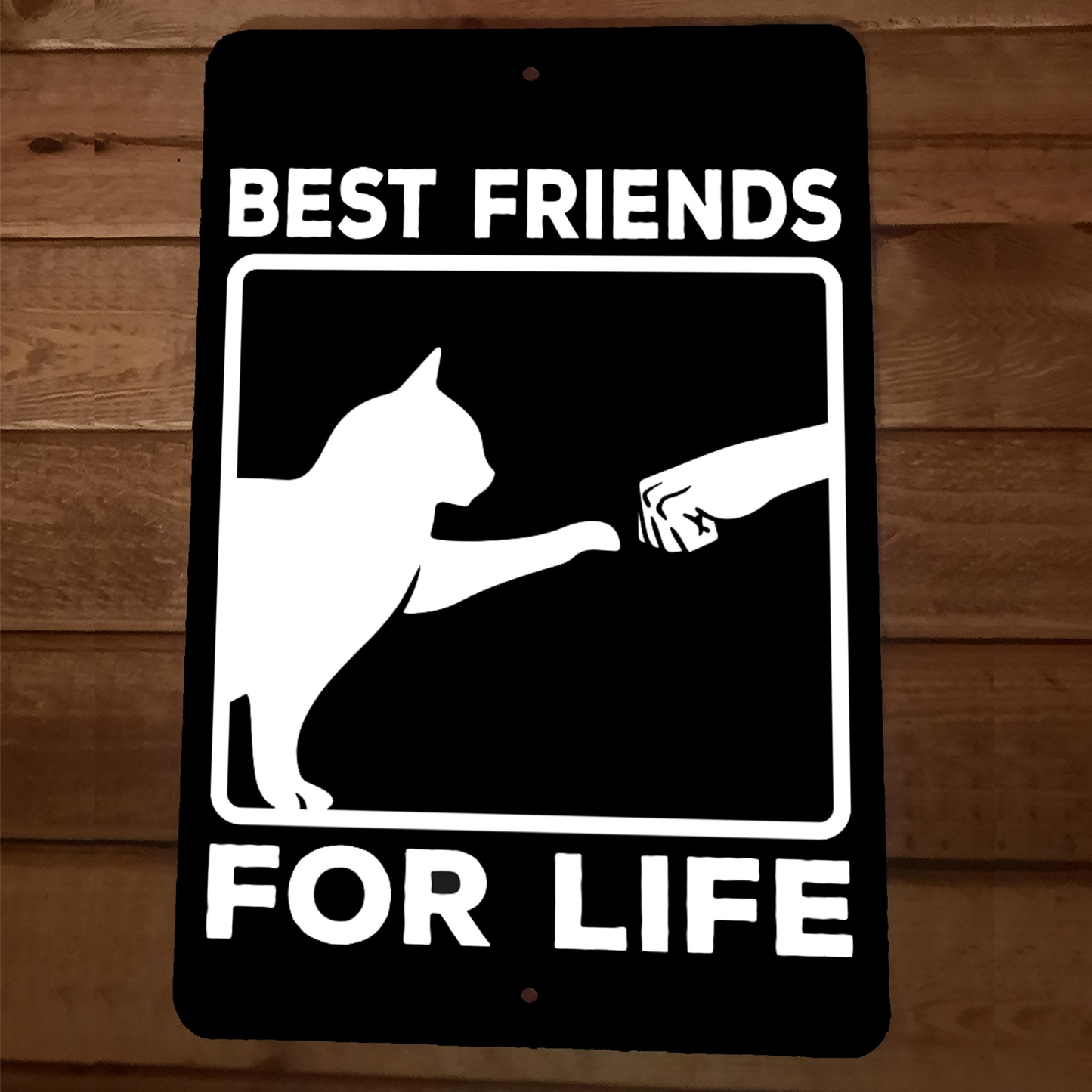 Best Friends for Life Cat 8x12 Metal Wall Animal Sign