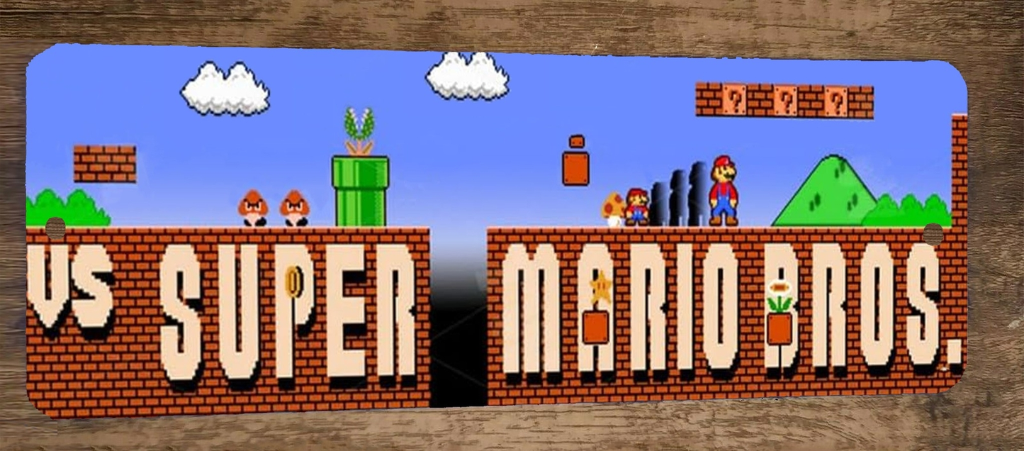 VS Super Mario Bros 4x12 Metal Wall Sign Video Game Arcade