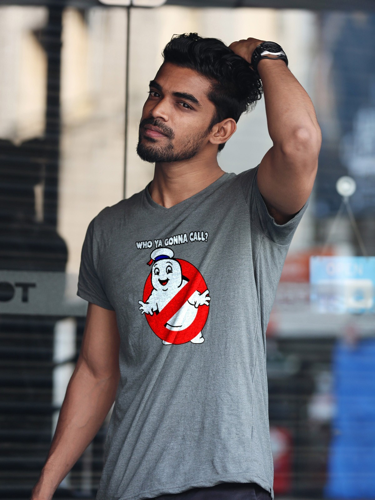 Who Ya Gonna Call Ghostbusters Marshmallow Man Mens T Shirt Gildan