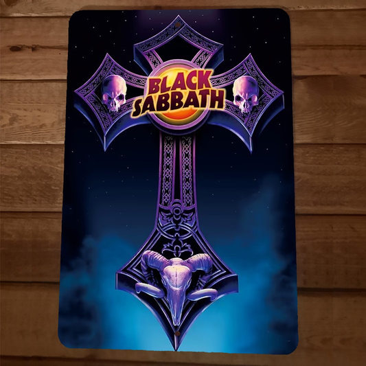 Black Sabbath Cross and Skull 8x12 Metal Wall Sign