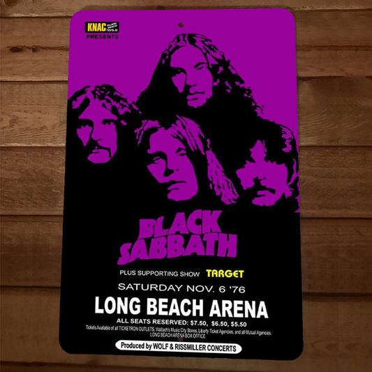 1976 Long Beach Arena Black Sabbath 8x12 Metal Wall Sign