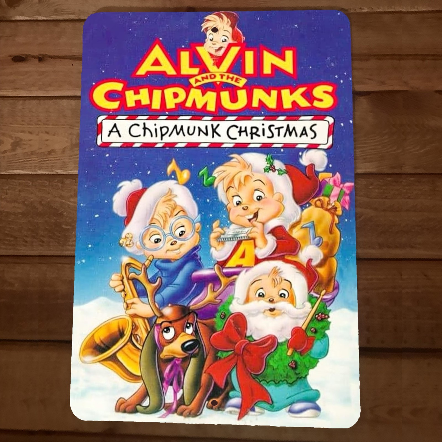 Alvin and the Chipmunks Christmas Cartoon Artwork 8x12 Wall Sign #2