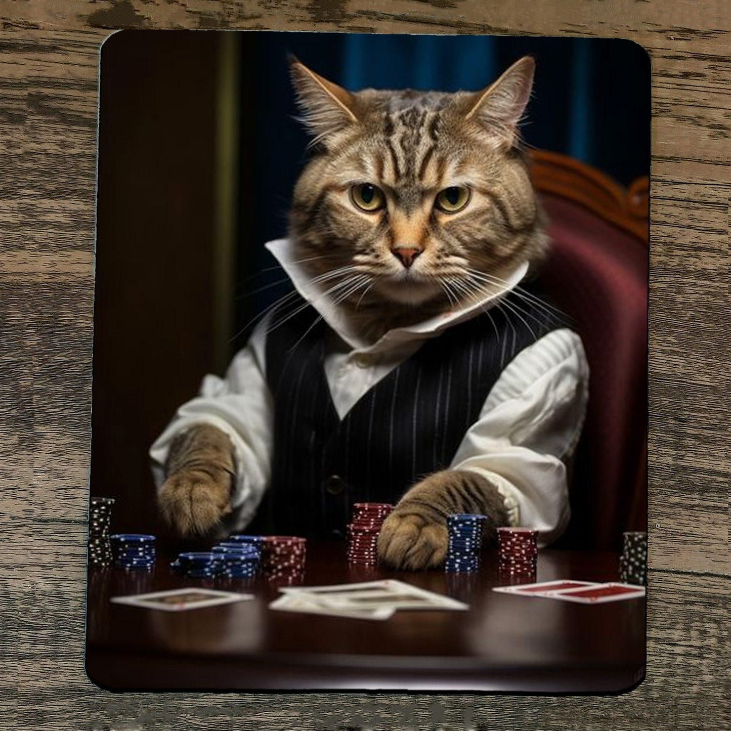 Mouse Pad Cat Gambling Playing Poker Cards #2