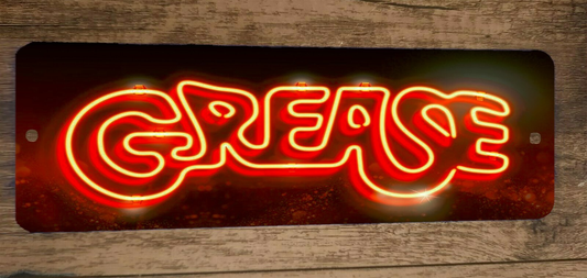 Grease Movie Name Neon Look 3x12 Metal Wall Sign