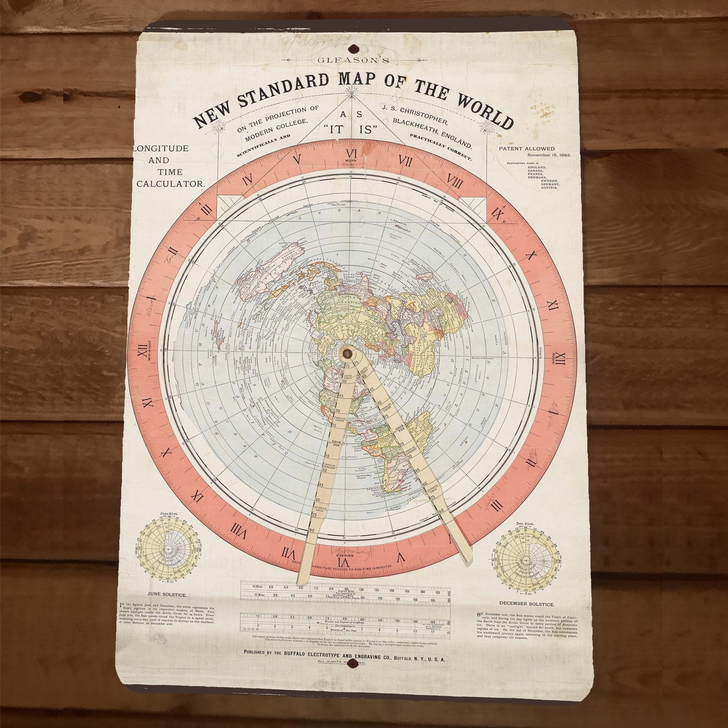 Alexander Gleasons New Standard Map of the World 8x12 Metal Wall Sign