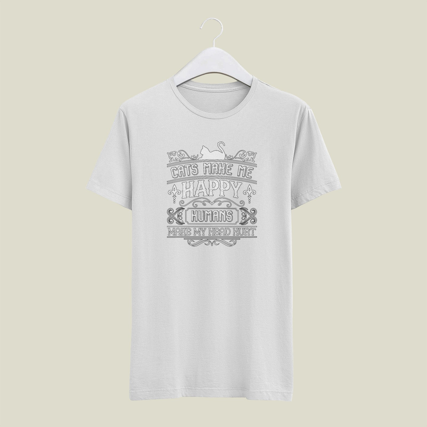 Cats Make Me Happy Humans Make My Head Hurt Mens T Shirt Gildan