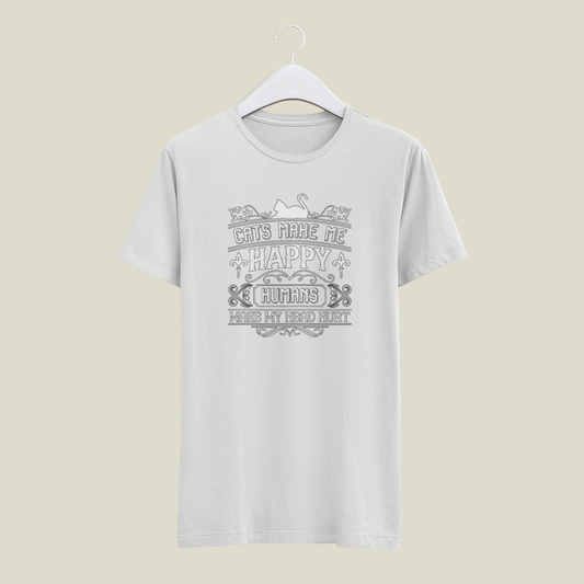 Cats Make Me Happy Humans Make My Head Hurt Mens T Shirt Gildan