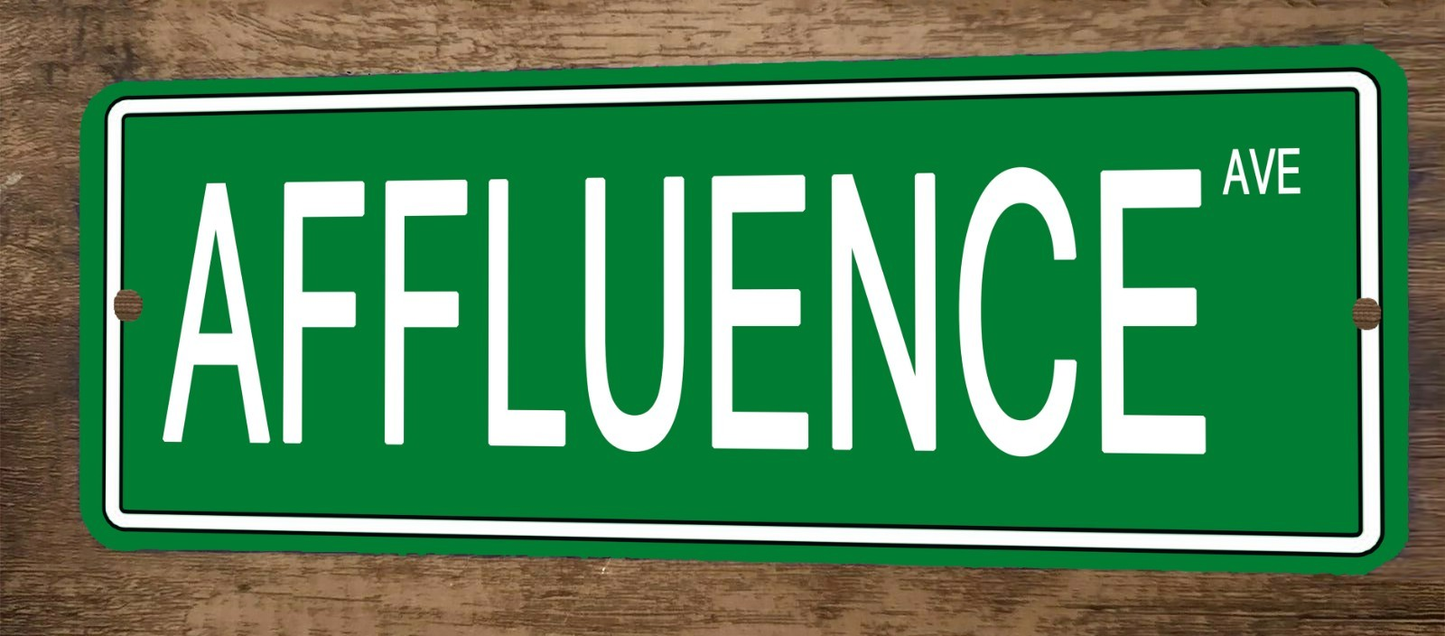 Affluence Ave 3x12 Metal Wall Sign Banner Poster Green Steet Sign