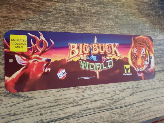 Big Buck World Classic Arcade Game Marquee 3x12 Metal Wall Sign