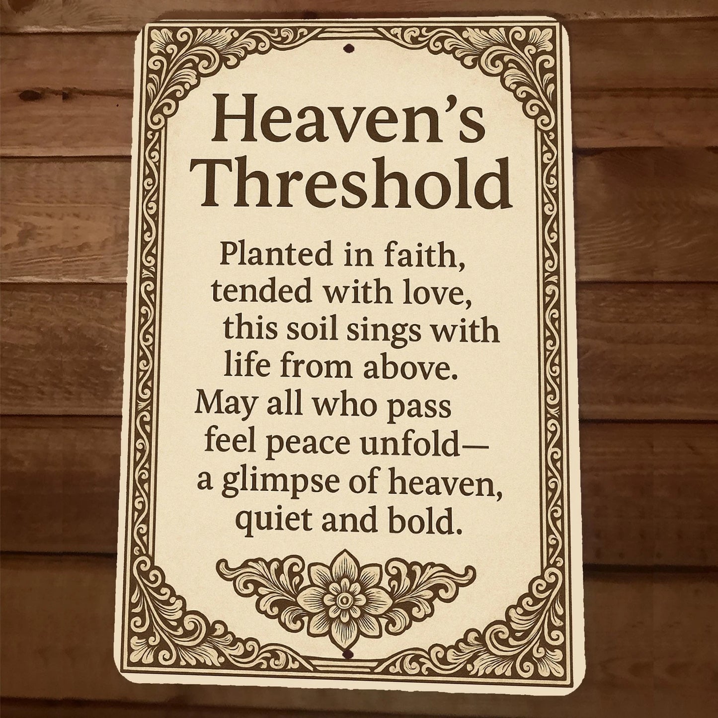 Heaqvens Threshold 8x12 Metal Wall Sign