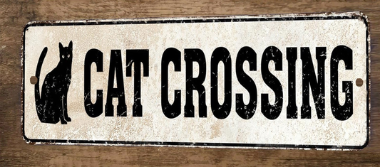 Cat Crossing 3x12 Metal Wall Sign