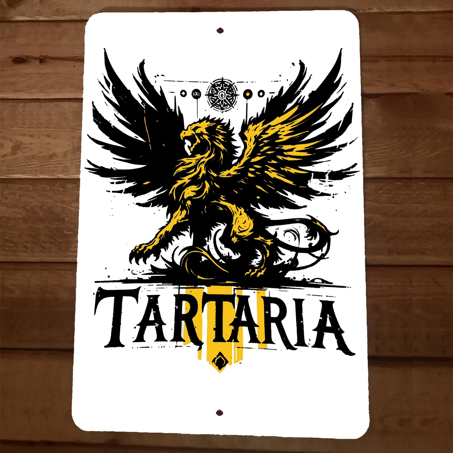 Old World Tartaria Gryphon White Tartary 8x12 Metal Wall Sign