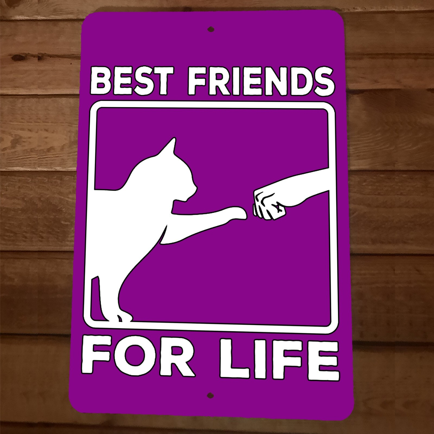 Best Friends for Life Cat 8x12 Metal Wall Animal Sign