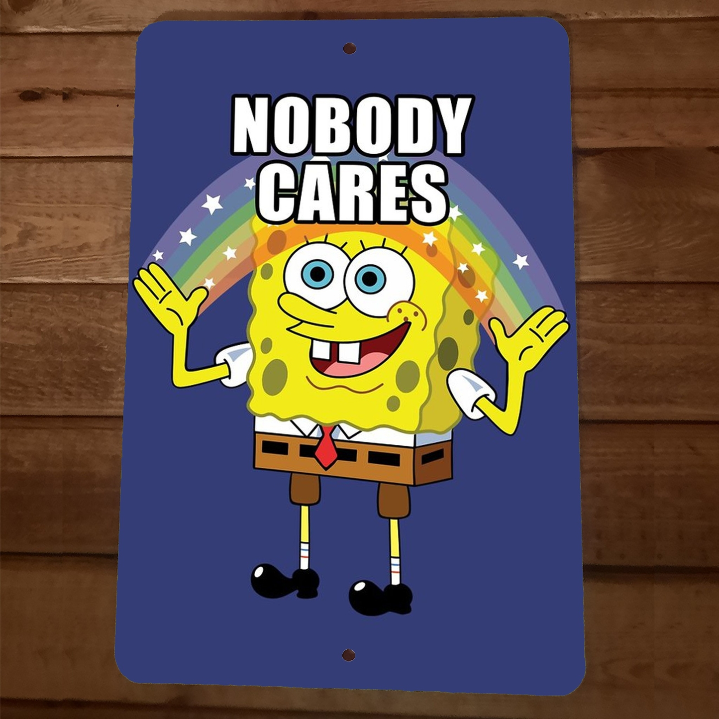 8x12 Metal Wall Nobody Cares Spongebob Rainbow