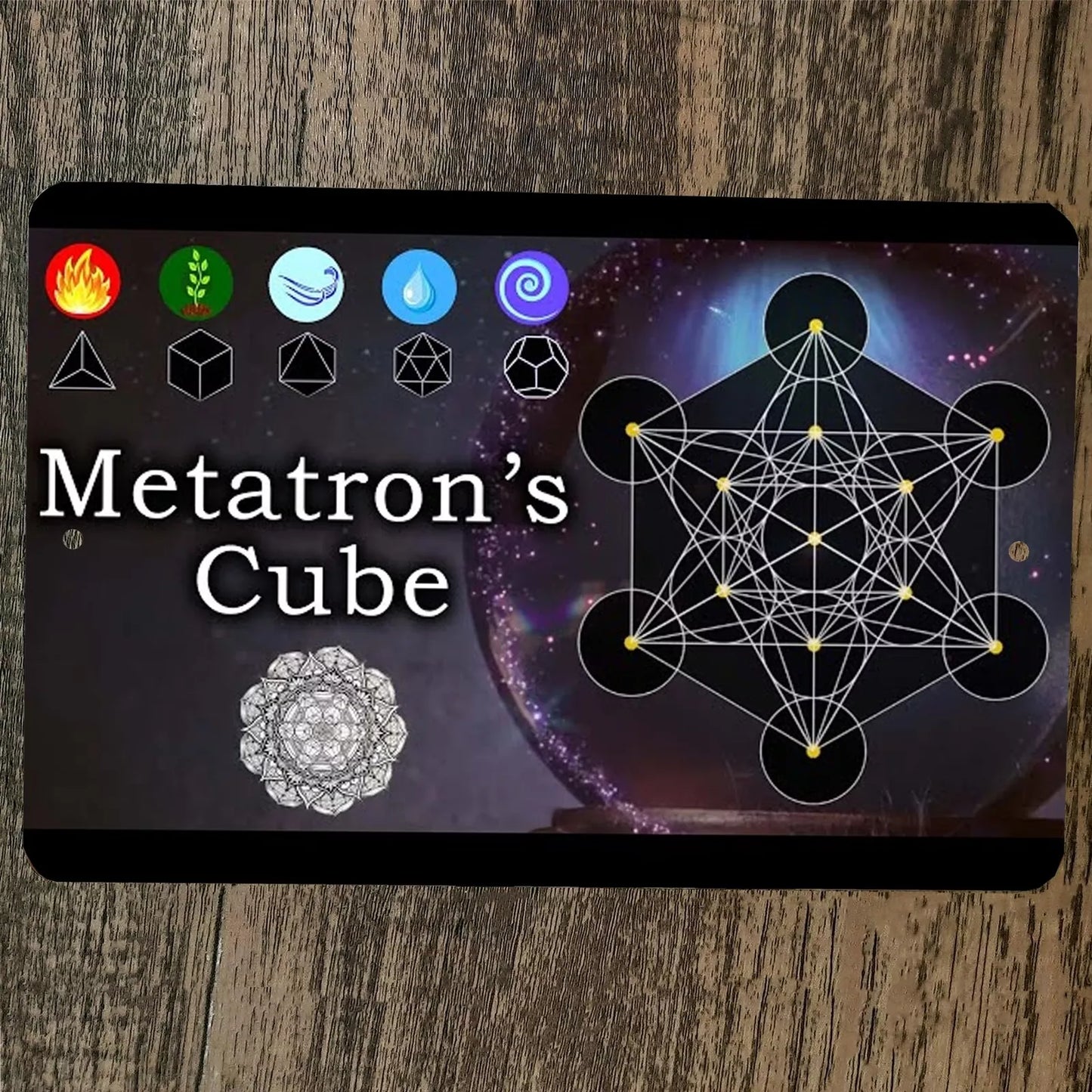 Sacred Geometry Metatrons Cube 8x12 Metal Wall Sign