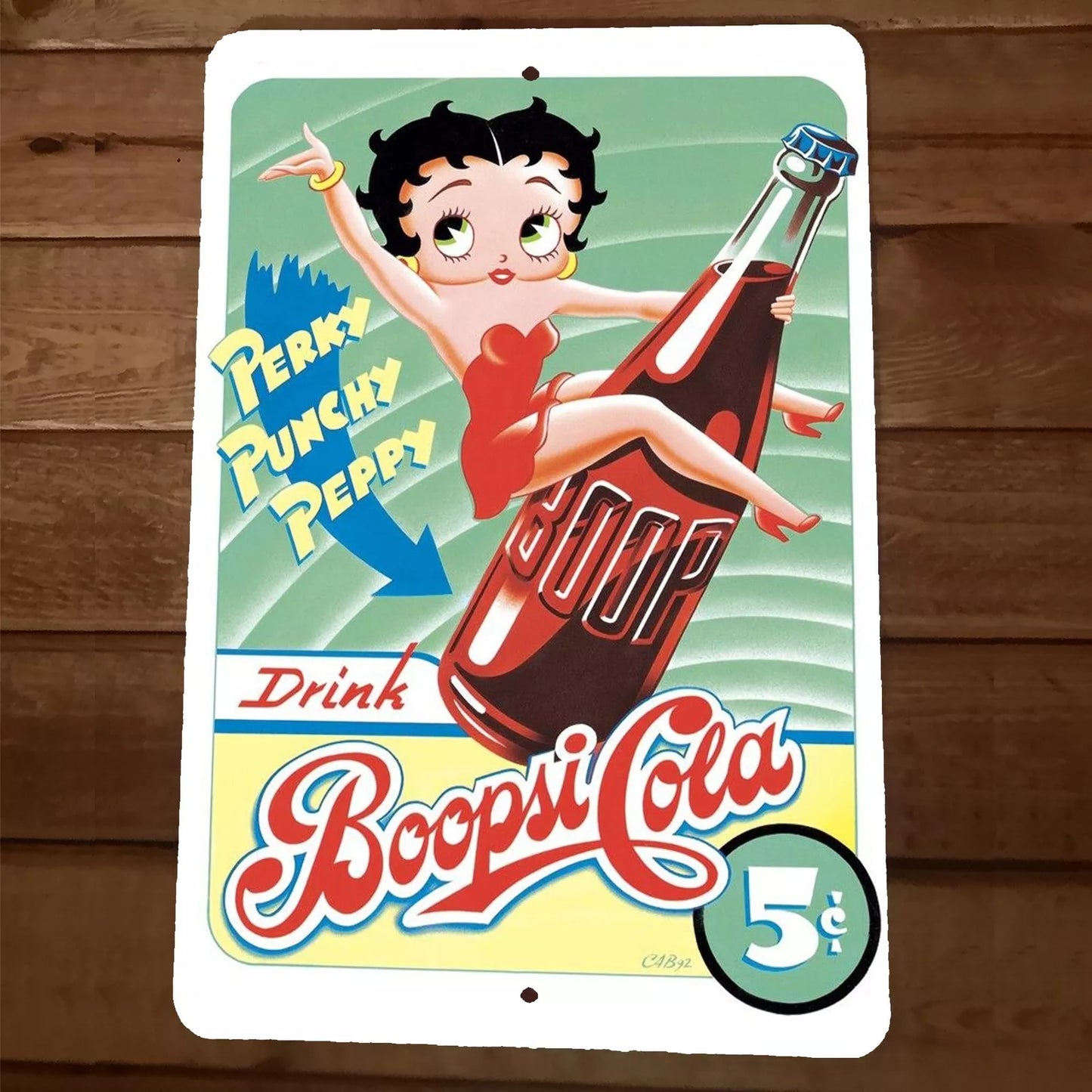Perky Punchy Peppy Betty Boopsi Cola 8x12 Metal Wall Sign Poster