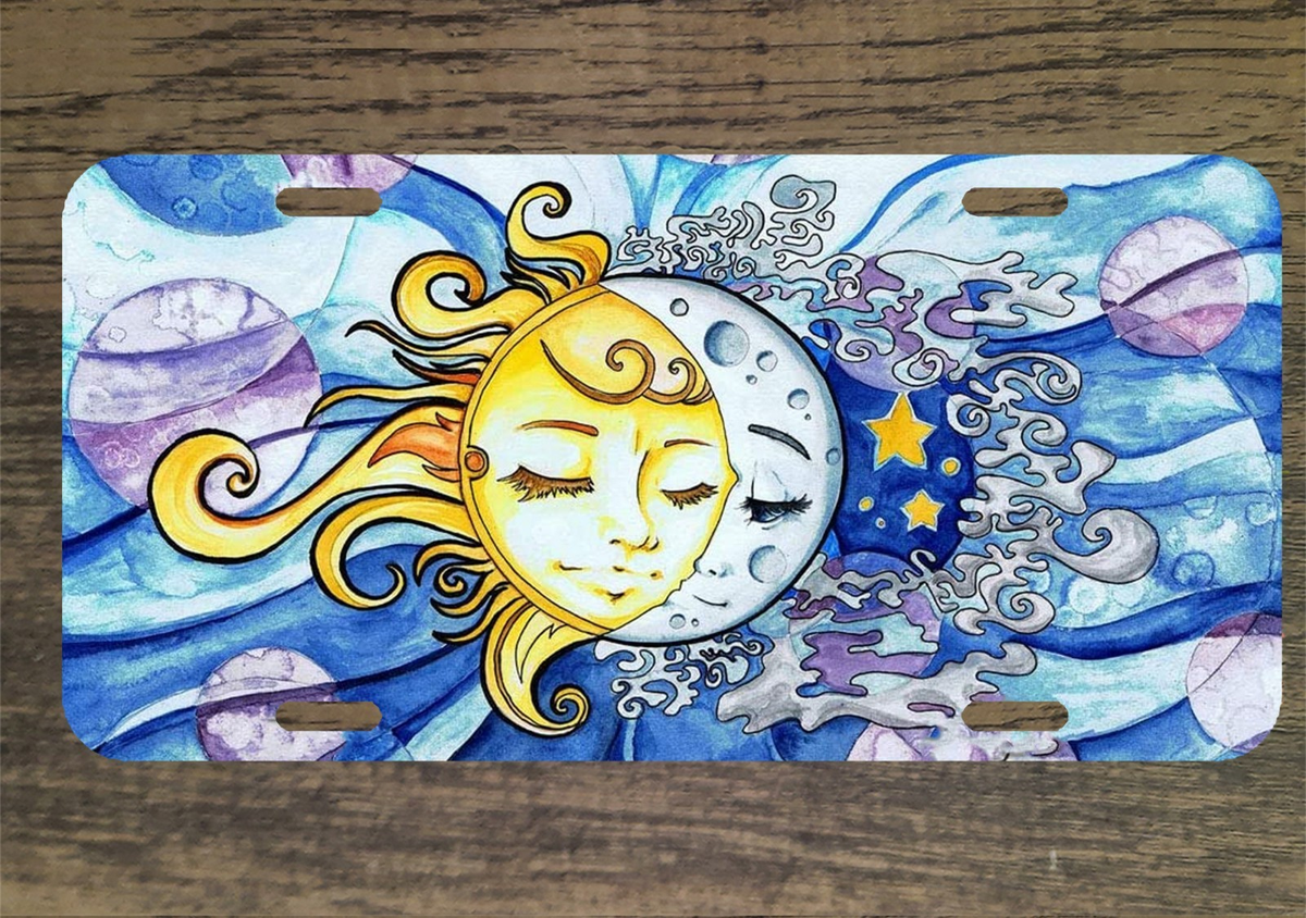 Sun and Moon Art 6x12 Custom Mountable Novelty License Plate